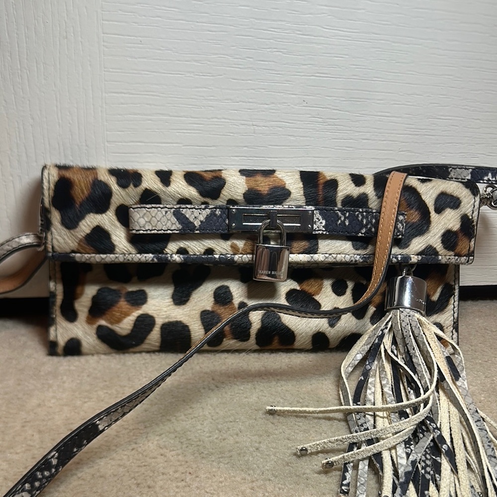 Leopard Print Clutch with Tassel